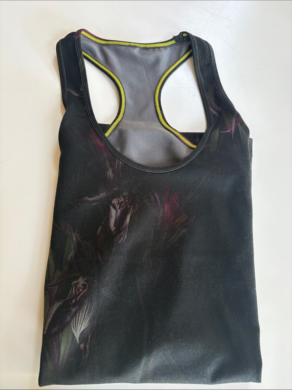 Lululemon Floral Black Racerback Active Tank with Purple Accents - Picture 4 of 12